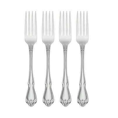 Silverware Set True Rose Everyday Flatware Dinner Forks Set Service For 4 18/0 Stainless Steel Fork Sets Rust Resistant Dishwasher  Dining Utensils Sets Silver 4 Piece