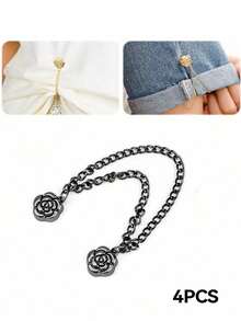 4件/套 可调节磁性山茶花袖夹 - 耐用合金材质，可拆卸下摆夹，适用于T恤、裤子，以及固定过长的连衣裙袖子 - 彩色 - 查看 11