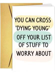 1pc Funny "Dying Young" Birthday Greeting Card With Red Envelope, Minimalist Text Design, Perfect Birthday Card For Friends & Adults - View 4