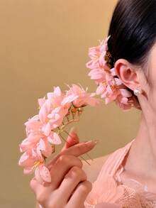 1 pieza Nuevo pasador de pelo con diseño floral, versátil clip de pelo con estilo retro elegante, accesorio de pelo para moño, adecuado para primavera/verano, vacaciones, fotografía, boda, accesorios, tocado, pasadores para peinado - Multicolor - Ver 11