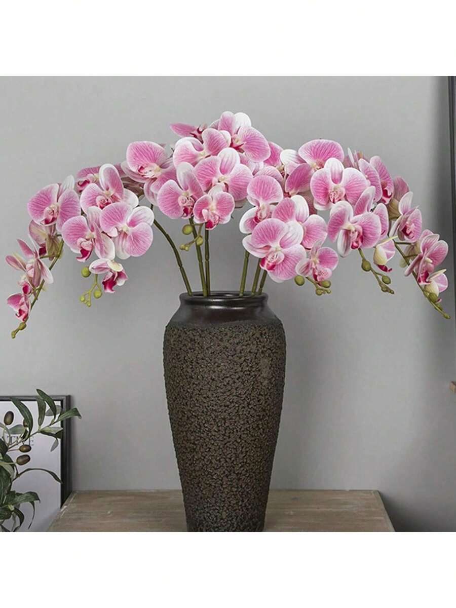 1/3/80支装高品质3D PU蝴蝶兰仿真花，母亲节礼物，仿桉树植物，适用于装饰、婚礼、花瓶、家居、餐厅、卧室、摄影道具、节日、生日派对、户外花园 - 青粉紅色 - 查看 1