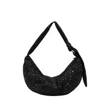 浅蓝色星形结腋下包清新少女大容量单肩包日常通勤休闲手提包。 - 黑色 - 查看 8