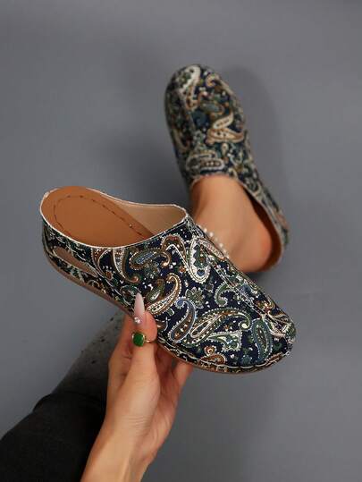 Sandalias de cuña para mujer con suela gruesa - Estilo bohemio retro con banda elástica de cristal, estilo romano, adecuadas para vacaciones y viajes