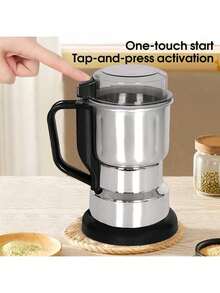 1pc High Capacity Electric Grinder, 304 Stainless Steel Blades, One-Touch Operation, Multi-Function Powder Grinder, Suitable For Herbs, Grains, Spices, Coffee Beans, Precise Grinding Machine, Portable Food Processor - EU E Type Plug(220-240V) - View 10