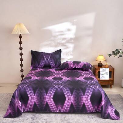 花柄プリントベッディングセット3点(中材除く、枕カバー付き) ホームベッディング ベッドカバー、100%ポリエステル生地、洗濯可能、柔らかく耐久性、寝室やゲストルームに適した、モダンミニマルホームベッディング