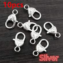 10pcs 26x19mm Heart Shape Lobster Clasp Hooks Craft Keychain Clasps DIY Jewelry Making Accessories Findings - Heart - View 27