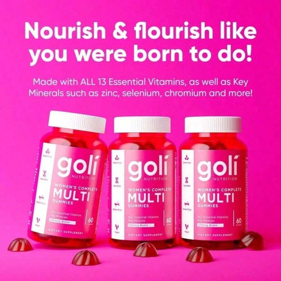 Miriyalyad Goli Women's Complete Multivitamin Gummies | 60ct, Vegan, Non-GMO | 225mcg Biotin, Gluten-Free & Gelatin-Free Dietary Supplement - 3件 - 查看 1