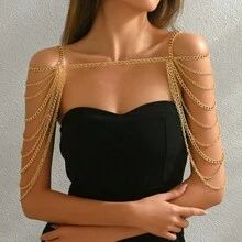 1 pieza Cadena corporal personalizada de varios niveles y hueca, estilo europeo y americano - Cadena de hombro - Ver 1