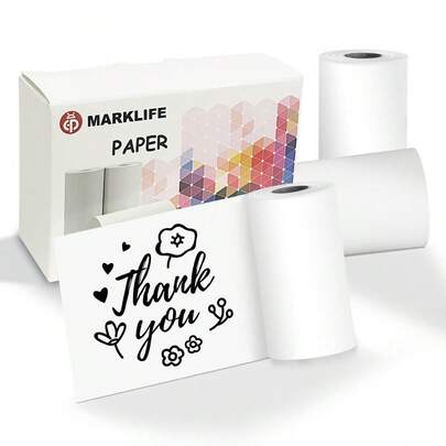 Marklife ورق حراري للطابعة الصغيرة، 57مم * 7م، مناسب للطابعات الصغيرة المحمولة بدون حبر. مناسب لطباعة الصور والإيصالات والملاحظات والعناصر DIY.