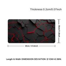 电脑桌垫 XXL 鼠标垫 大号鼠标垫 游戏桌垫 办公桌垫 防滑橡胶底 缝边设计 适用于游戏办公，红色裂纹几何图案 - 查看 16