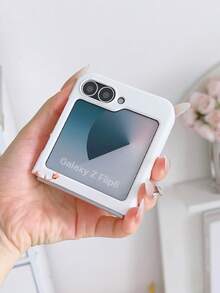 1pc Fashionable And Minimalist Skin Feel PC Material Cute And Minimalist Flower Element Folding Phone Case, Can Protect And Prevent Falling For: SamsungGalaxy Zflip 3/Zflip 4/Zflip 5/Zflip 6/Zflip 7/ Find N3 Flip/ Razr 50 Ultra/ Razr 60 Ultra/ Razr 60/ Rolla Razr 50/XiaomiMIX Flip/Galaxy Z Flip7 FE - White - View 5