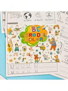 这是一本32页的西班牙语字母涂色描摹书，寓教于乐。书中配有可爱的插图，是幼儿早期学习和书法练习的理想选择，也是送给学龄前儿童学习字母和词汇的完美礼物。适合作为儿童生日礼物、圣诞礼物、开学礼物等。 - 彩色 - 查看 3