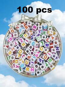 100/2000颗白色亚克力字母珠 6x6mm - “A-Z”字母和数字立方体隔珠，适用于DIY珠宝制作、项链、手链、耳环 - 非常适合手工艺人和小企业 - 黑與白 - 查看 32