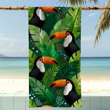 1pc Toucan Tropical Leaf Beach Towel, Super Soft Microfiber Extra Large Beach Blanket, Super Absorbent Bath Towel, Suitable For Travel, Pool, Diving, Surfing, Yoga, Camping, Available In Multiple Sizes, Beach Accessories For Beach, Pool, Travel, Camping, Yoga - Birds - View 8