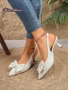 Giày sandal nữ mũi nhọn kiểu dáng mới, gót cao, quai ngang, kín mũi, thời trang, thiết kế gợi cảm, thanh lịch, phù hợp cho những dịp đặc biệt, thoải mái khi mang, thích hợp cho các bữa tiệc hoặc sự kiện. - trắng - Xem 4