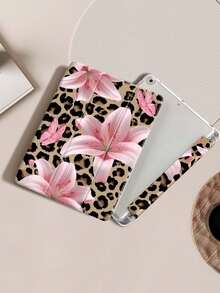 Leopard Lily Flower Pattern Compatible With  Protective Case, Compatible With  Air 4/5 (10.9 Inch), Compatible With  7/8/9 (10.2 Inch), Built-In Pencil Slot, Also Fits Tab S6 (10.4 Inch), Tab A7 Lite (8.7 Inch), Leather Protective Cover, Ideal Gift For Back To School, Valentine's Day, New Year - 查看 6
