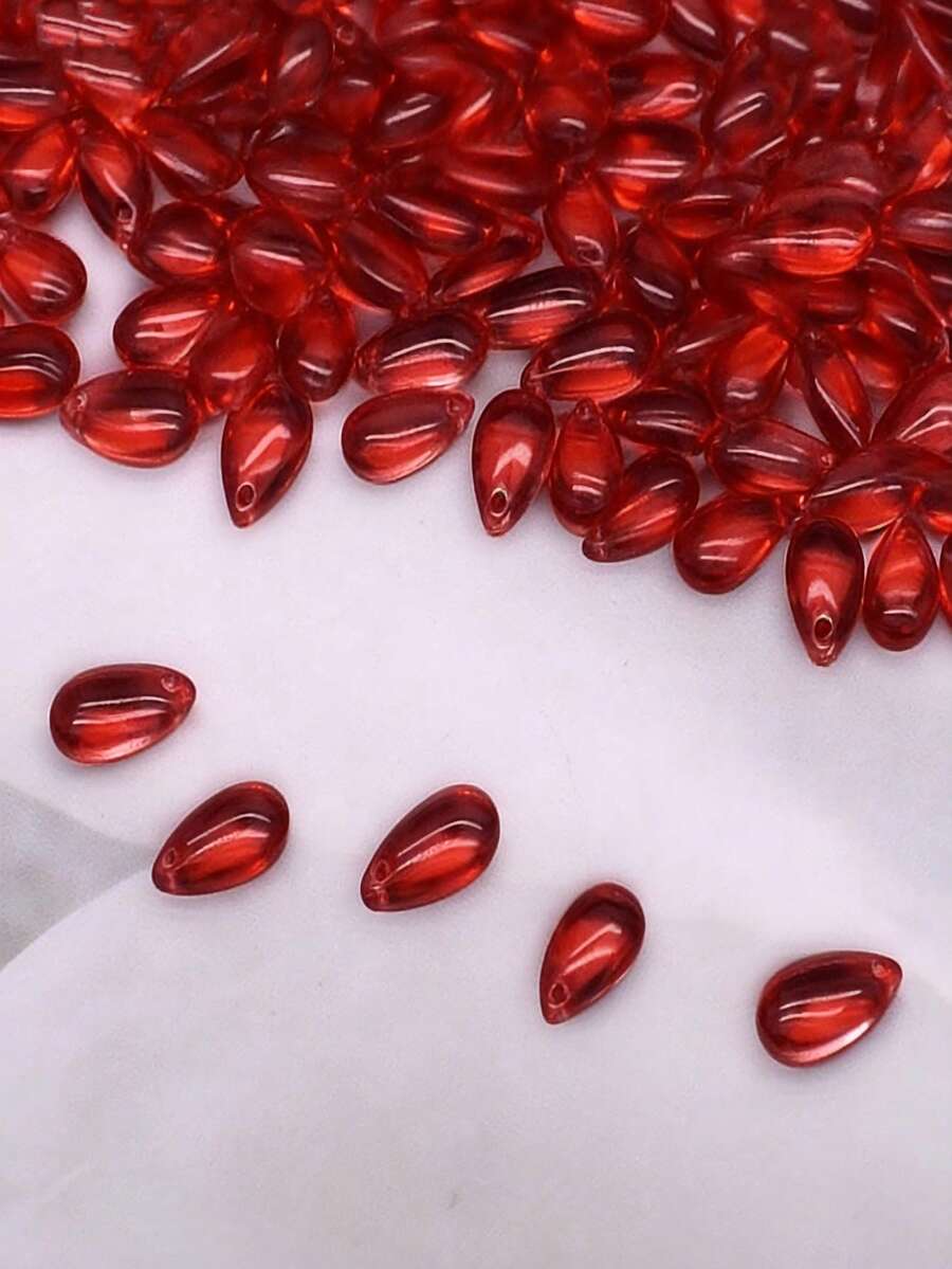 60pcs 9x14mm Red Teardrop Beads - Red - View 1