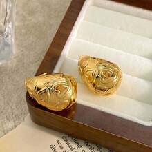 European And American Explosion Model, Extra Large Hollow Water Drop Earrings, Women's Teardrop Stainless Steel Earrings - Gold - View 4