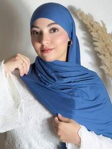 1件装女士速戴头巾，经典纯色系带披肩，优质莫代尔面料，光滑柔软舒适，适合日常搭配长袍和节日穿着。 - 杏色 - 查看 12