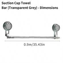 90/120cm Suction Cup Towel Rack, Bathroom Extendable Towel Bar Holder, Drill-Free Washroom Towel Storage Hanger - Transparent Gray - View 10