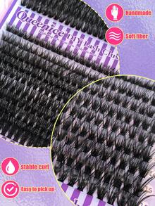 800片高容量单簇假睫毛，50D+60D+80D+100D，D卷度，长度9-16mm，主题DIY睫毛，自然浓密卷翘超柔软轻盈可重复使用分段式睫毛嫁接套装，适用于婚礼、旅行、送礼、居家、万圣节、角色扮演、日常妆容 - 查看 4