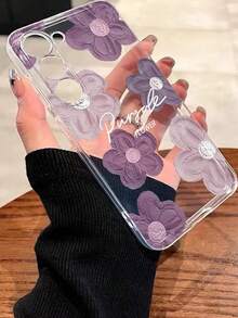 花朵图案 1 件装 简约透明紫色花卉彩绘加厚防震手机壳，兼容 17pro/17Air/17/17promax/16/11/16pro/16plus/16promax/16e/15Promax/13/14/12/XS/XR/7G/8P、Galaxy S25/S25PLUS/S25 Ultra/A16/A36/A26/A56/A50/A12/A32/A52/A72/A51/A21S/A13/A14/S24/S24PLUS/S24Ultra、S22/A52/A53/A54/A55、11/12Pro/12/12X/13Pro/14Pro/15Pro 等机型。 10/9/Note9/12c/Note11pro/Note8Pro - 無色 - 查看 3