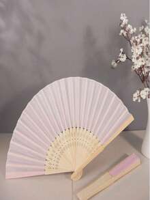 10/5/2pcs & 1pc Wedding Party Oil Paper Parasol Folding Fan - Pink - View 1