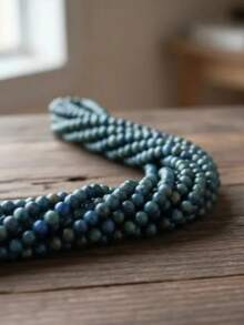 oro verde Piedra natural bola lisa para Bisuteria 1 tira - azul y verde - Ver 2