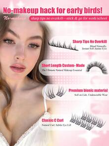 384片装纤细睫毛嫁接套装，自然簇状睫毛DIY嫁接套装，蓬松C型卷翘单根睫毛，含睫毛胶、封口胶和睫毛镊子，9-12毫米 - 彩色 - 查看 7