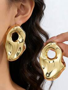 1pc European & American Style Exaggerated Geometric Asymmetrical Multi-Layer Necklace - Exaggerated Geometric Necklace - View 17