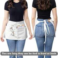 1pc Waitress Apron With Pockets, Short Apron With Pockets, Waist Apron, Server Apron With 3 Pockets, Gardening, Cooking And Waitressing |   Long Strap - Black/White - 均碼-黑色 - 查看 8