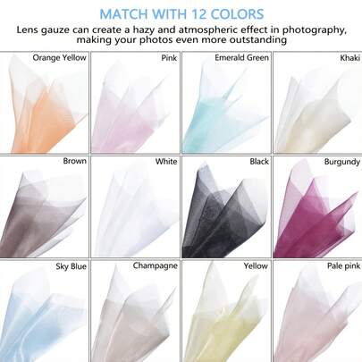  12-Color Photography Filters & Diffuser Set | Professional Lens Diffuser Kit, Soft Light Fabric For Lighting And Backgrounds, Ideal For Creative Shooting And Artistic Backdrops, Made Of Polyester Fiber, Non-Flammable, Brand: Eonix