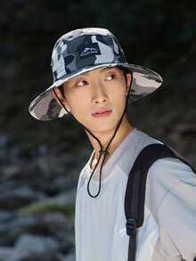 1pc Unisex Spring/Summer Camo Bucket Hat, Breathable Mesh Splice Design, Suitable For Outing, Hiking, Fishing, Casual Wear - A - View 6