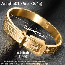 1件复古18K金蜂窝纹理3D皮带扣手链，西部牛仔风格，适合女性日常及派对佩戴 - 金色 - 查看 9