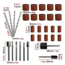 Conjunto de 29 peças de ferramentas elétricas para esmerilhadeira, incluindo guia de furação, mangas de lixa, mandril de esmerilhamento, limas, medidor de profundidade, conjunto de ferramentas de precisão para entalhe e gravação em madeira, acessórios elétricos para esmerilhamento, ideal para projetos de bricolagem e melhorias domésticas. Ótimo presente para pais, maridos e familiares em aniversários. - multicolorido - Ver 11