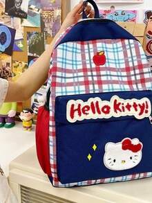 SANRIO Hello Kitty 可爱幼儿园背包 - 卡通印花女孩时尚单肩包，大容量轻便学生书包，无异味面料，加固缝线，科学收纳隔层，适合休闲旅行、户外活动和日常使用，防滑胸扣反光设计，背负舒适，Hello Kitty 粉丝必备可爱单品 - 彩色 - 查看 12