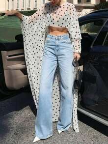 新款优雅时尚黑色雪纺波点衬衫，休闲百搭，四季皆宜，适合度假和夏季穿着。 - 白色 - 查看 4