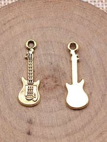 20pcs Guitar Shaped Cute Pendant Suitable For Jewelry Making - Antique Gold Color - View 1