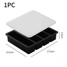 4-Grid Ice Cube Mold Silicone Reusable Food Mould Rectangular Frozen Tray With Cover Durable Kitchen Storage Box Kitchen Tool - Màu đen (có bìa) - Xem 13