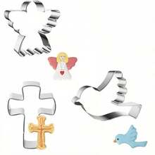 Best-Selling Easter Angel Cross Peace Dove 430 Stainless Steel Cookie Cutter DIY Baking Tool - Silver - View 11
