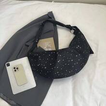 浅蓝色星形结腋下包清新少女大容量单肩包日常通勤休闲手提包。 - 黑色 - 查看 7