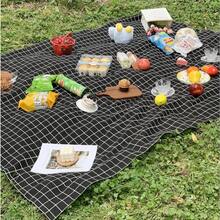 1 Outdoor Simple Checkered Picnic Mat, Lawn Outing Tablecloth, Moisture-Proof Cotton And Linen Picnic Mat - A - View 23