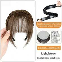 Parrucca con cerchietto in capelli sintetici, treccia a spina di pesce con frangia, fascia per capelli con ciocche laterali attorcigliate, accessori per capelli da donna per la cura della bellezza a casa - Multicolore - Visualizzare 4
