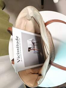 2026新款大容量草编手提包，时尚百搭通勤单肩包，沙滩度假旅行草编手提包 - 卡其色 - 查看 10