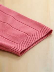 Jersey de punto de cuello redondo de manga corta con costillas para hombre, primavera/verano - Rosa - Ver 7