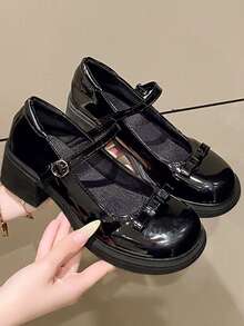 Giày Mary Jane da PU nữ mới năm 2025: Đế dày, gót chunky, mũi tròn, trang trí nơ, thiết kế buộc dây, gót dày, giày casual thoải mái hàng ngày. Thích hợp cho các buổi đi chơi hàng ngày, kỳ nghỉ, tiệc cocktail, giày đi làm đa năng thoải mái. - màu đen - Xem 3