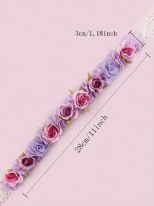 1pc Baby Pink & Purple 3D Flower Headband, Infant Girls' Tie Headwear, Birthday Party Photo Prop - Lilac Purple - View 2