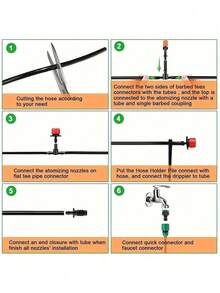 花园灌溉系统滴灌套件，带可调节喷嘴滴灌软管，节水型自动灌溉套件，适用于花园温室、花园草坪 - 灌溉套裝 - 查看 6