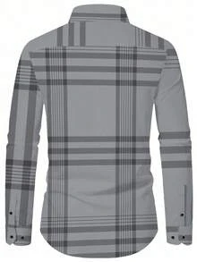 Áo sơ mi nam tay dài cài nút họa tiết kẻ sọc bất đối xứng, thích hợp mặc hàng ngày, đi làm, đi chơi, tụ tập, có thể kết hợp với quần âu hoặc vest cho các buổi tiệc, đám cưới, tuần trăng mật. Có thể làm quà tặng cho con trai, chồng, bạn trai, cha. - Xám - Xem 3