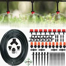 园艺植物浇水喷洒系统，自动灌溉设备套装，包括可调节喷嘴滴灌装置，1/4 英寸滴灌套件，适用于花园、温室和草坪。 - 灌溉套裝 - 查看 2